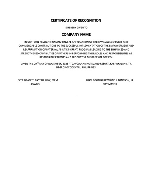 Philippines certificate of recognition Word and PDF template